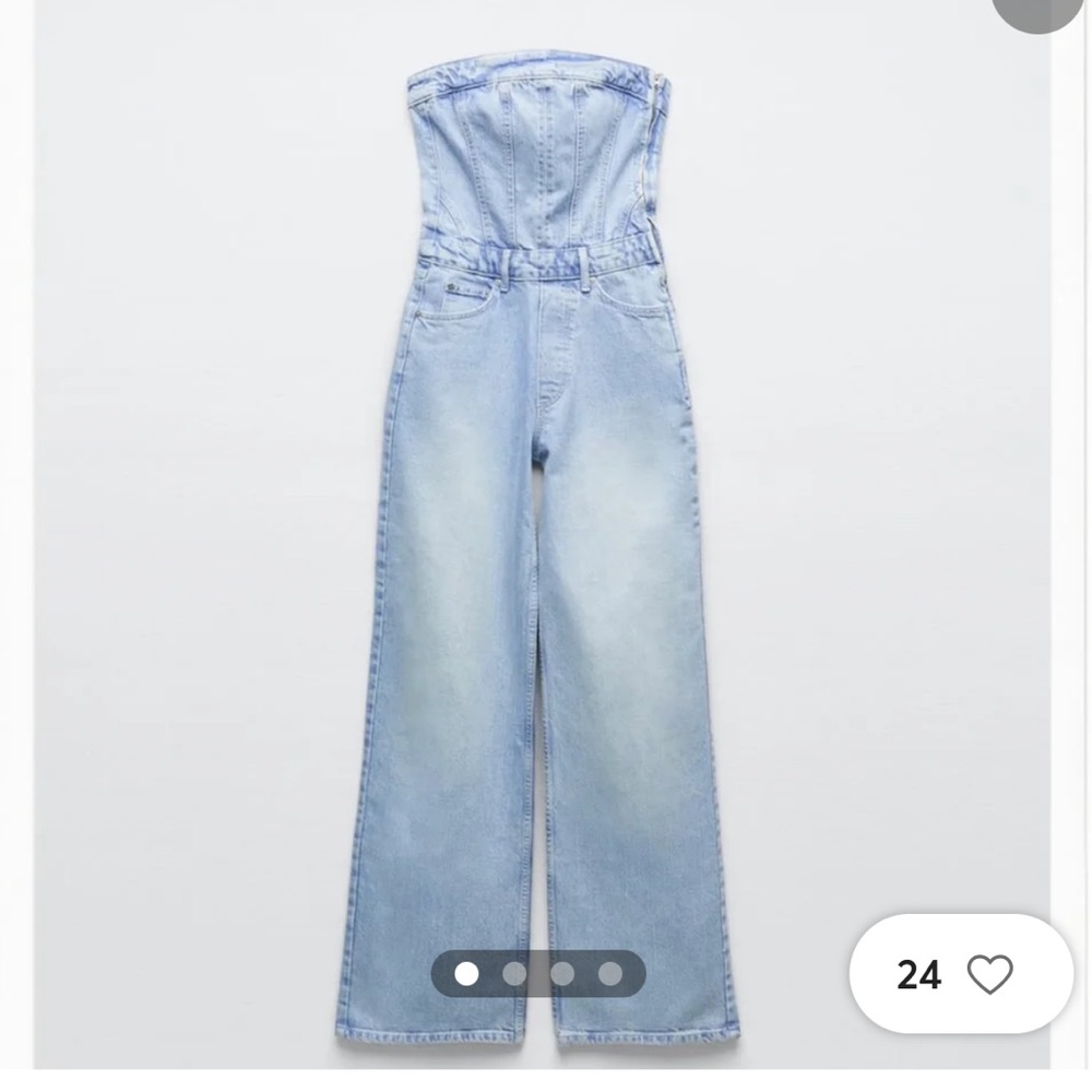 Zara denim corset jumpsuit